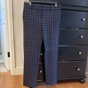 Ann Taylor Blue and Brown Plaid Ankle Cropped Pants- Devon fit